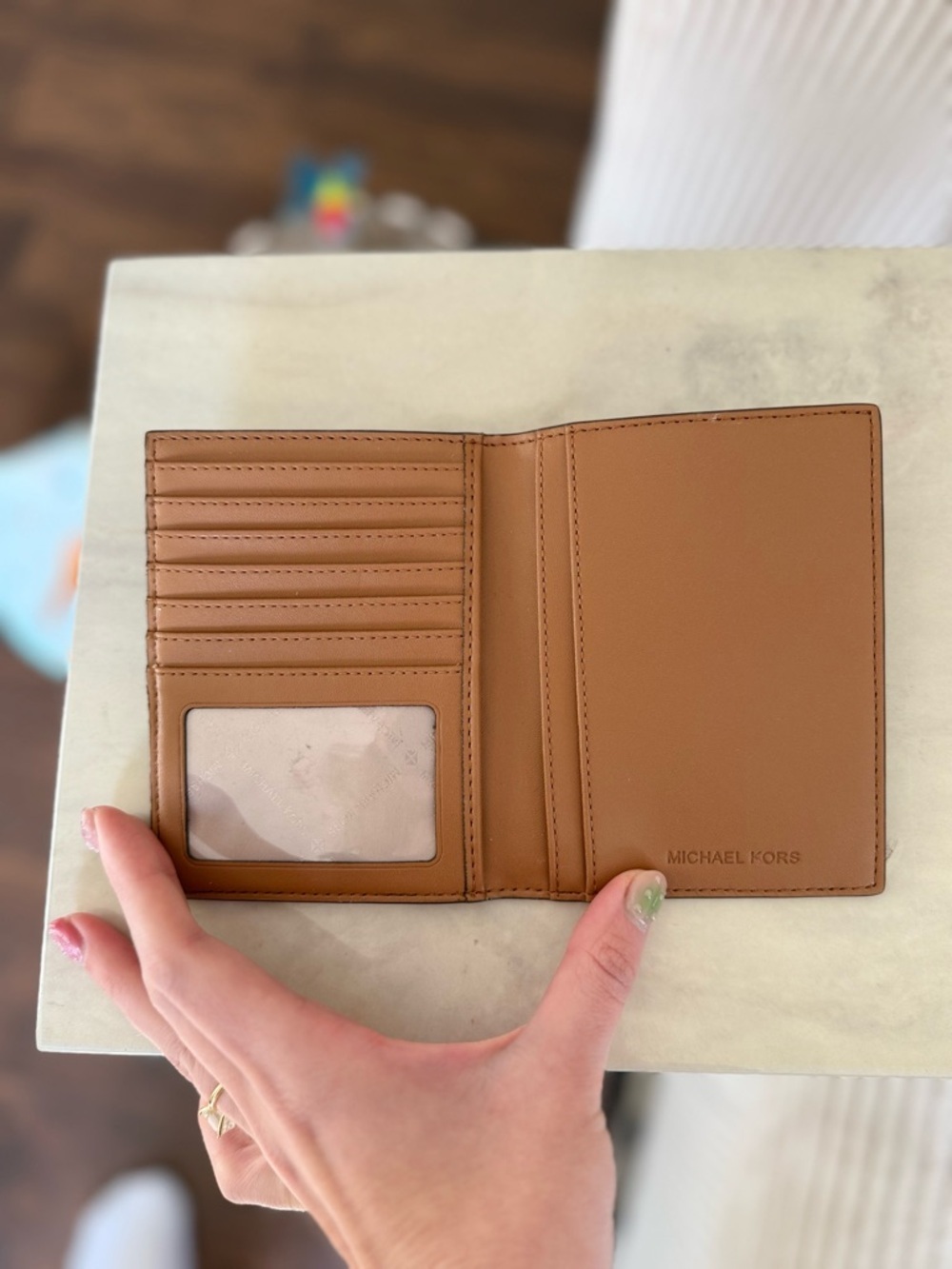Michael Kors Brown Monogram Card & Passport Holder with Gold Logo - Picture 4 of 5